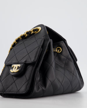 *RARE* Chanel 26C Mini 25 Handbag in Black Caviar Leather with Brushed Gold Hardware