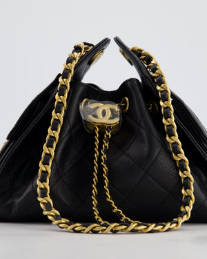 *RARE* Chanel 26C Mini 25 Handbag in Black Caviar Leather with Brushed Gold Hardware