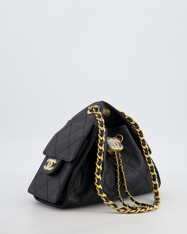 *RARE* Chanel 26C Mini 25 Handbag in Black Caviar Leather with Brushed Gold Hardware