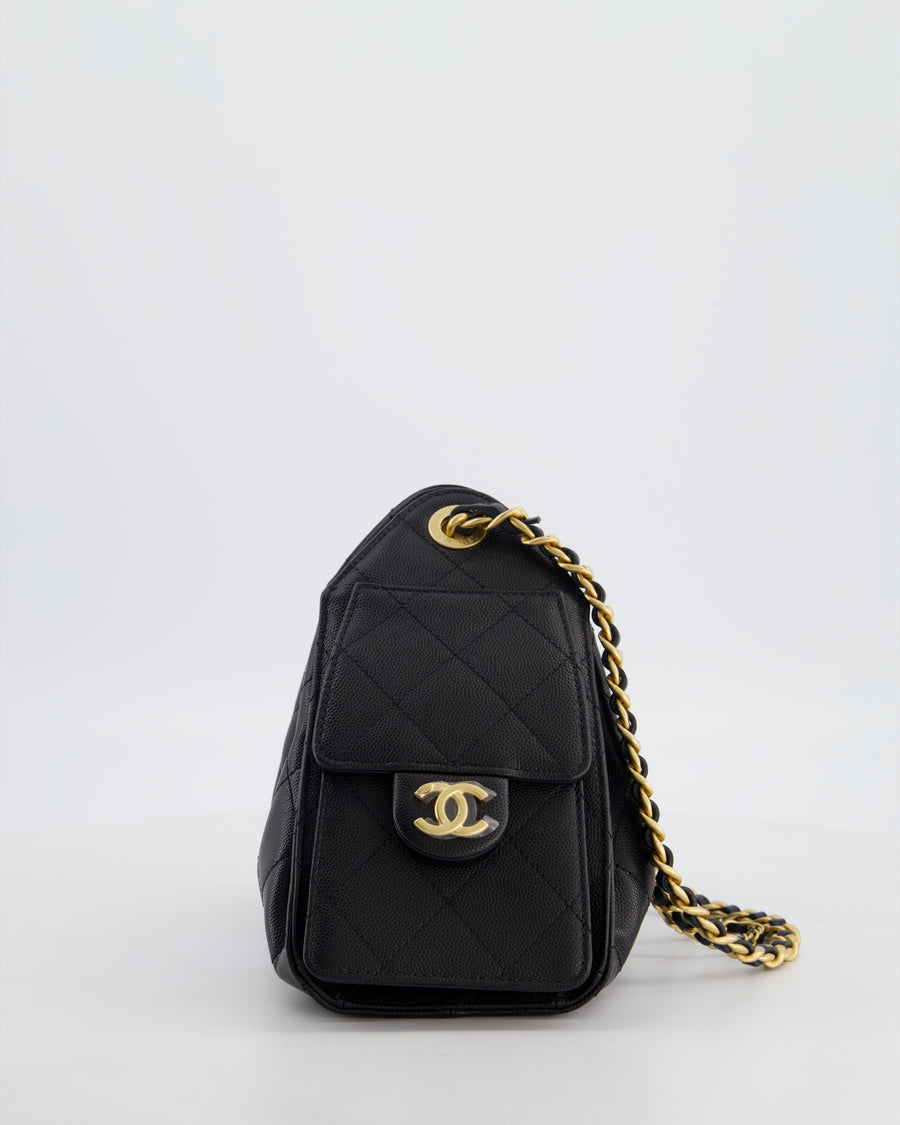 *RARE* Chanel 26C Mini 25 Handbag in Black Caviar Leather with Brushed Gold Hardware