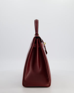 Hermès Vintage Kelly 32 Retourne Bag in Rouge H Box Calfskin Leather with Gold Hardware