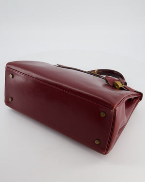 Hermès Vintage Kelly 32 Retourne Bag in Rouge H Box Calfskin Leather with Gold Hardware