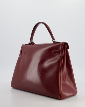 Hermès Vintage Kelly 32 Retourne Bag in Rouge H Box Calfskin Leather with Gold Hardware