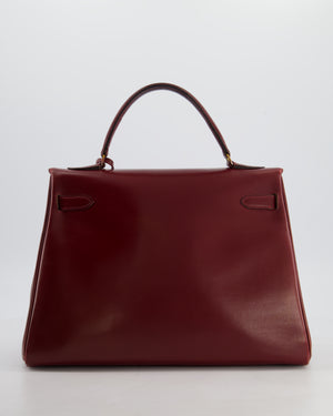 Hermès Vintage Kelly 32 Retourne Bag in Rouge H Box Calfskin Leather with Gold Hardware