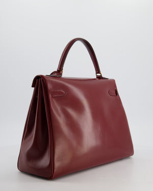 Hermès Vintage Kelly 32 Retourne Bag in Rouge H Box Calfskin Leather with Gold Hardware