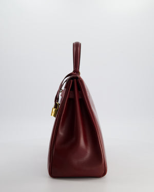 Hermès Vintage Kelly 32 Retourne Bag in Rouge H Box Calfskin Leather with Gold Hardware