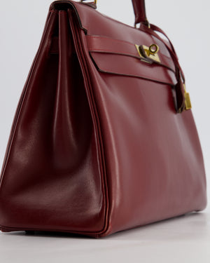 Hermès Vintage Kelly 32 Retourne Bag in Rouge H Box Calfskin Leather with Gold Hardware