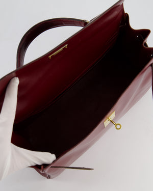 Hermès Vintage Kelly 32 Retourne Bag in Rouge H Box Calfskin Leather with Gold Hardware