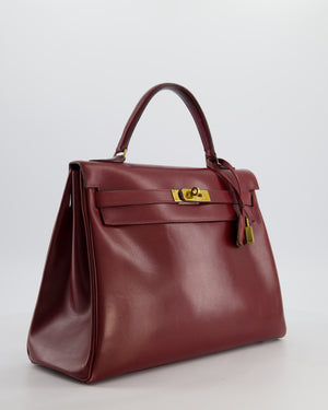 Hermès Vintage Kelly 32 Retourne Bag in Rouge H Box Calfskin Leather with Gold Hardware