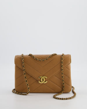 Chanel Caramel Brown Coco Envelope Flap Bag in Calfskin Leather with Antique Gold Hardware