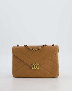 Chanel Caramel Brown Coco Envelope Flap Bag in Calfskin Leather with Antique Gold Hardware