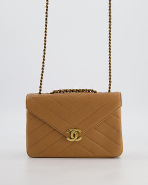 Chanel Caramel Brown Coco Envelope Flap Bag in Calfskin Leather with Antique Gold Hardware