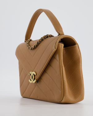 Chanel Caramel Brown Coco Envelope Flap Bag in Calfskin Leather with Antique Gold Hardware