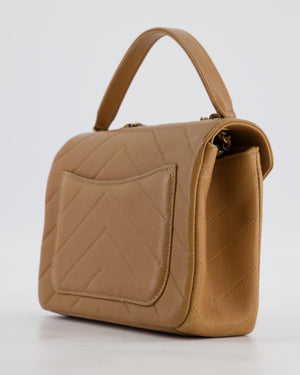 Chanel Caramel Brown Coco Envelope Flap Bag in Calfskin Leather with Antique Gold Hardware