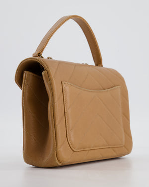 Chanel Caramel Brown Coco Envelope Flap Bag in Calfskin Leather with Antique Gold Hardware