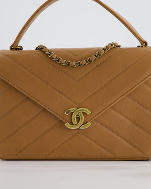 Chanel Caramel Brown Coco Envelope Flap Bag in Calfskin Leather with Antique Gold Hardware