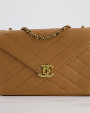 Chanel Caramel Brown Coco Envelope Flap Bag in Calfskin Leather with Antique Gold Hardware