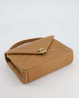 Chanel Caramel Brown Coco Envelope Flap Bag in Calfskin Leather with Antique Gold Hardware
