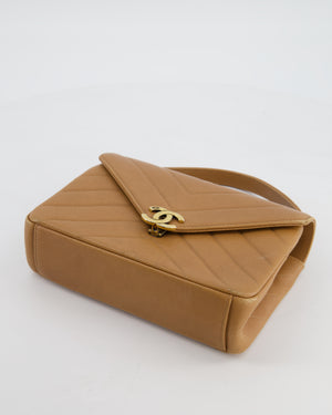 Chanel Caramel Brown Coco Envelope Flap Bag in Calfskin Leather with Antique Gold Hardware