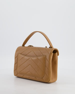 Chanel Caramel Brown Coco Envelope Flap Bag in Calfskin Leather with Antique Gold Hardware