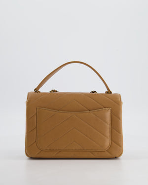 Chanel Caramel Brown Coco Envelope Flap Bag in Calfskin Leather with Antique Gold Hardware