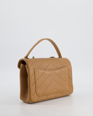 Chanel Caramel Brown Coco Envelope Flap Bag in Calfskin Leather with Antique Gold Hardware
