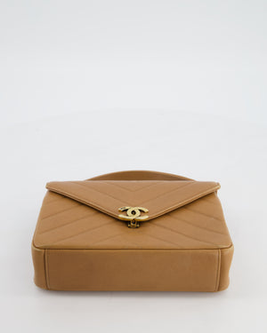 Chanel Caramel Brown Coco Envelope Flap Bag in Calfskin Leather with Antique Gold Hardware
