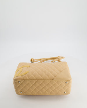 Chanel Beige Ligne Cambon Bowler Shoulder Bag with Lambskin Leather with Silver Hardware and Patent CC Detail