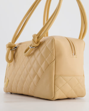 Chanel Beige Ligne Cambon Bowler Shoulder Bag with Lambskin Leather with Silver Hardware and Patent CC Detail