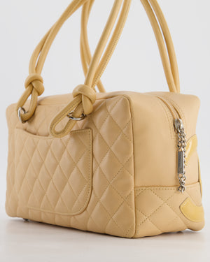 Chanel Beige Ligne Cambon Bowler Shoulder Bag with Lambskin Leather with Silver Hardware and Patent CC Detail