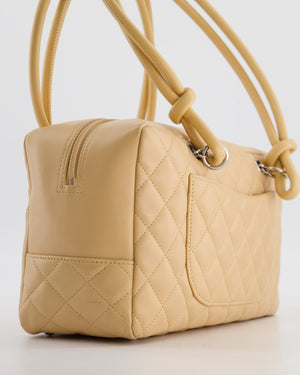 Chanel Beige Ligne Cambon Bowler Shoulder Bag with Lambskin Leather with Silver Hardware and Patent CC Detail