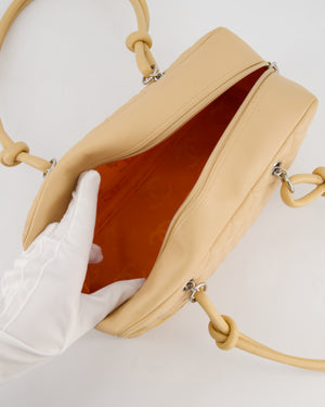 Chanel Beige Ligne Cambon Bowler Shoulder Bag with Lambskin Leather with Silver Hardware and Patent CC Detail