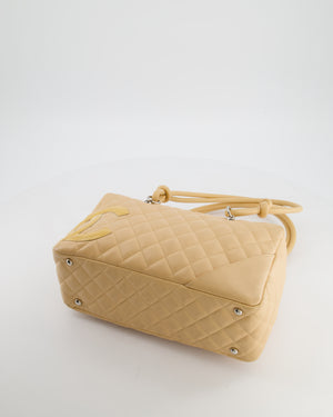 Chanel Beige Ligne Cambon Bowler Shoulder Bag with Lambskin Leather with Silver Hardware and Patent CC Detail