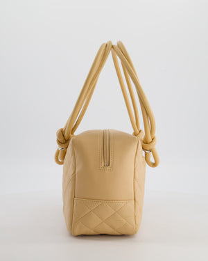 Chanel Beige Ligne Cambon Bowler Shoulder Bag with Lambskin Leather with Silver Hardware and Patent CC Detail
