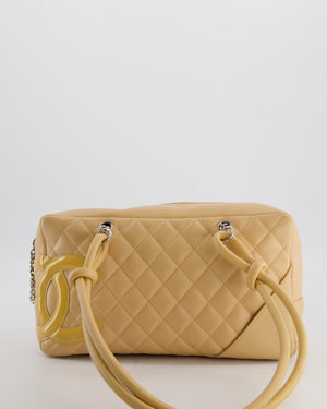 Chanel Beige Ligne Cambon Bowler Shoulder Bag with Lambskin Leather with Silver Hardware and Patent CC Detail