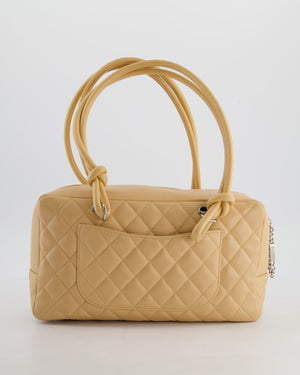 Chanel Beige Ligne Cambon Bowler Shoulder Bag with Lambskin Leather with Silver Hardware and Patent CC Detail