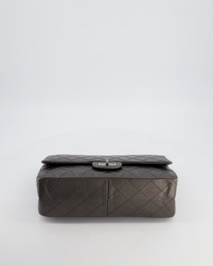 Chanel Stone Grey Jumbo Reissue 2.55 Double Flap Bag in Quilted Aged Calfskin Leather with Gunmetal Hardware
