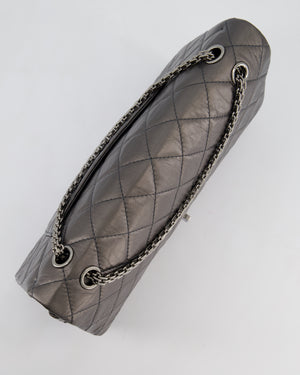 Chanel Stone Grey Jumbo Reissue 2.55 Double Flap Bag in Quilted Aged Calfskin Leather with Gunmetal Hardware