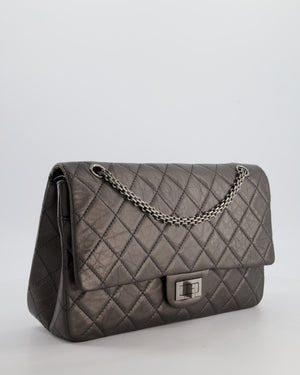 Chanel Stone Grey Jumbo Reissue 2.55 Double Flap Bag in Quilted Aged Calfskin Leather with Gunmetal Hardware
