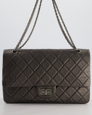 Chanel Stone Grey Jumbo Reissue 2.55 Double Flap Bag in Quilted Aged Calfskin Leather with Gunmetal Hardware
