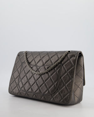 Chanel Stone Grey Jumbo Reissue 2.55 Double Flap Bag in Quilted Aged Calfskin Leather with Gunmetal Hardware