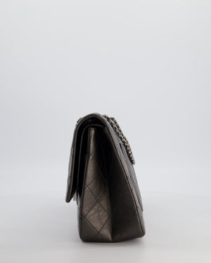 Chanel Stone Grey Jumbo Reissue 2.55 Double Flap Bag in Quilted Aged Calfskin Leather with Gunmetal Hardware