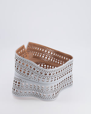 Alaia Pastel Blue Perforated Belt with Buckle Details 70cm