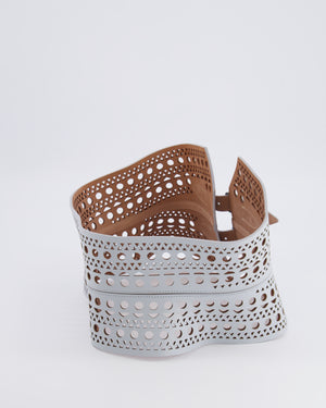 Alaia Pastel Blue Perforated Belt with Buckle Details 70cm