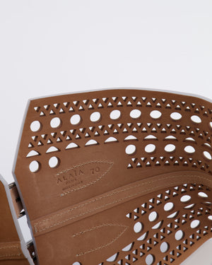 Alaia Pastel Blue Perforated Belt with Buckle Details 70cm