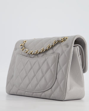 Chanel Dove Grey Small Classic Double Flap Bag in Caviar Leather with Champagne Gold Hardware