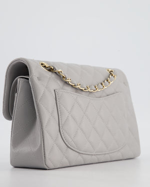 Chanel Dove Grey Small Classic Double Flap Bag in Caviar Leather with Champagne Gold Hardware