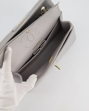 Chanel Dove Grey Small Classic Double Flap Bag in Caviar Leather with Champagne Gold Hardware