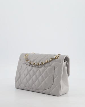 Chanel Dove Grey Small Classic Double Flap Bag in Caviar Leather with Champagne Gold Hardware