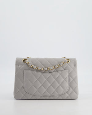 Chanel Dove Grey Small Classic Double Flap Bag in Caviar Leather with Champagne Gold Hardware